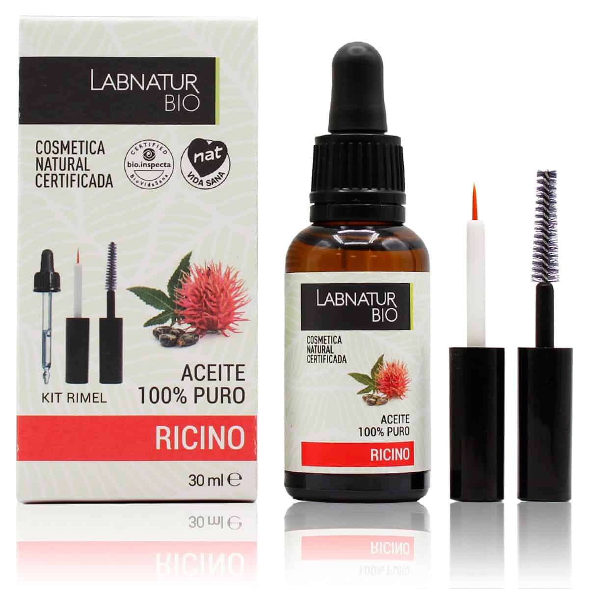 Biologische Ricinusolie 30ml – 100% Puur, Natuurlijk & Koudgeperst – Voor Wimpers, Wenkbrauwen, Haar, Baard, Lichaam & Nagels – Inclusief Glazen Fles, Pipet & Borsteltje Labnatur Nederland