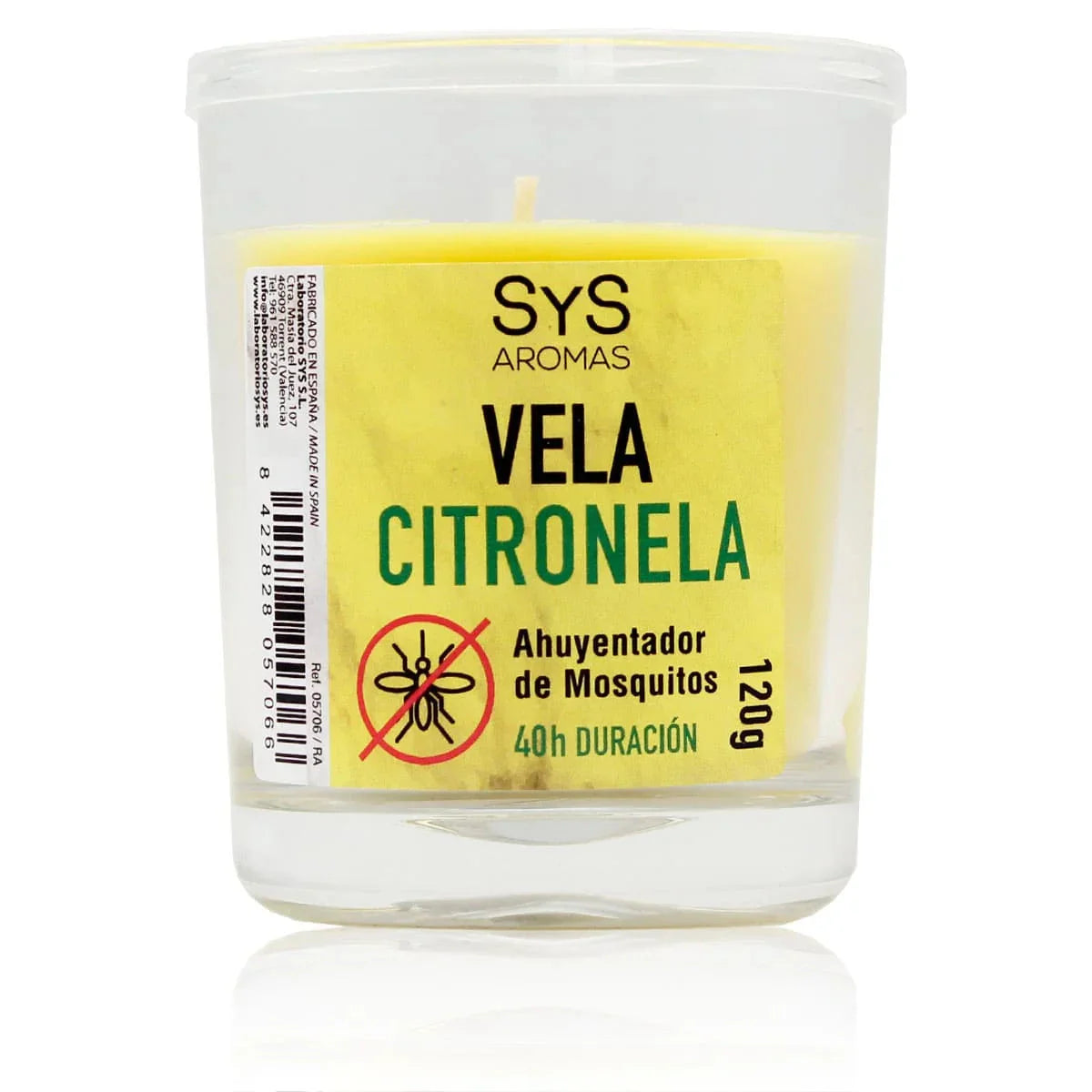 Citronella Anti-Muggen geurkaars 120g 40 uur SYS Aromas Labnatur Nederland