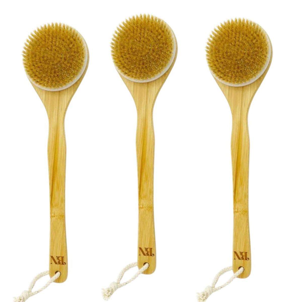 Ergonomische Bamboe Bad en Doucheborstel per 3 st