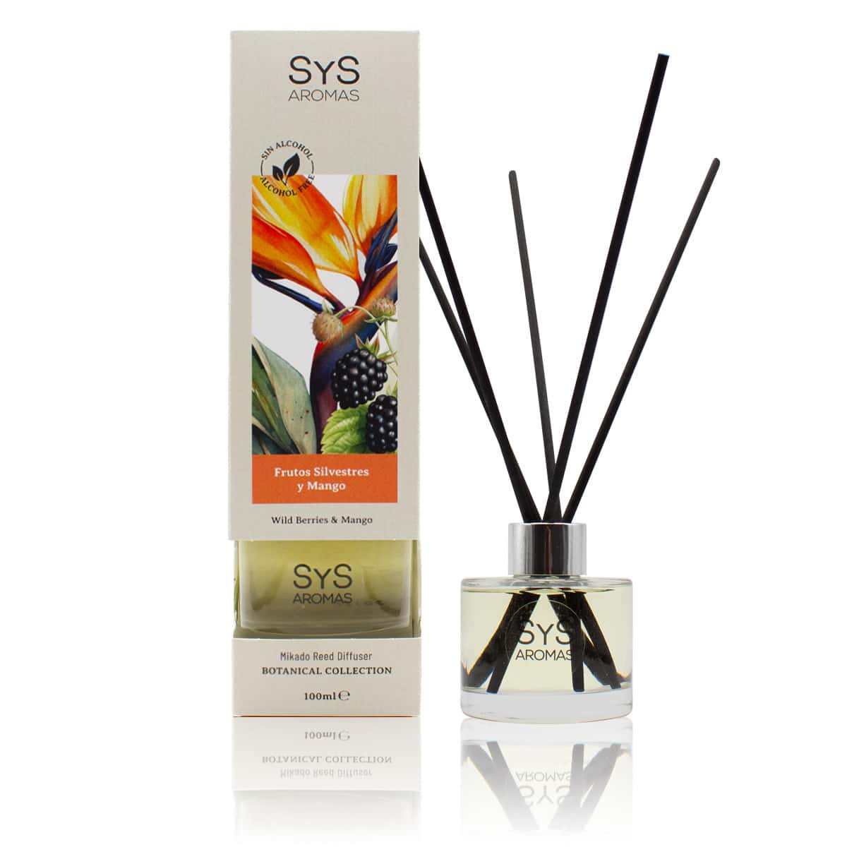 Geurstokjes Wilde Vruchten en Mango Luchtverfrisser 100ml Botanical SYS Aromas Labnatur Nederland