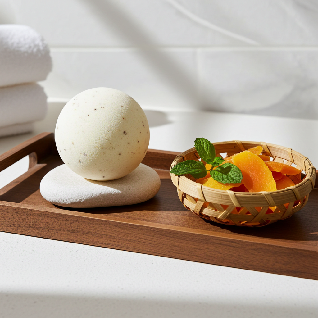 Bruisbal voor in Bad Mango 140 g – 100% Natuurlijk & Vegan | Tropische Badbruisbal | SYS Aromas