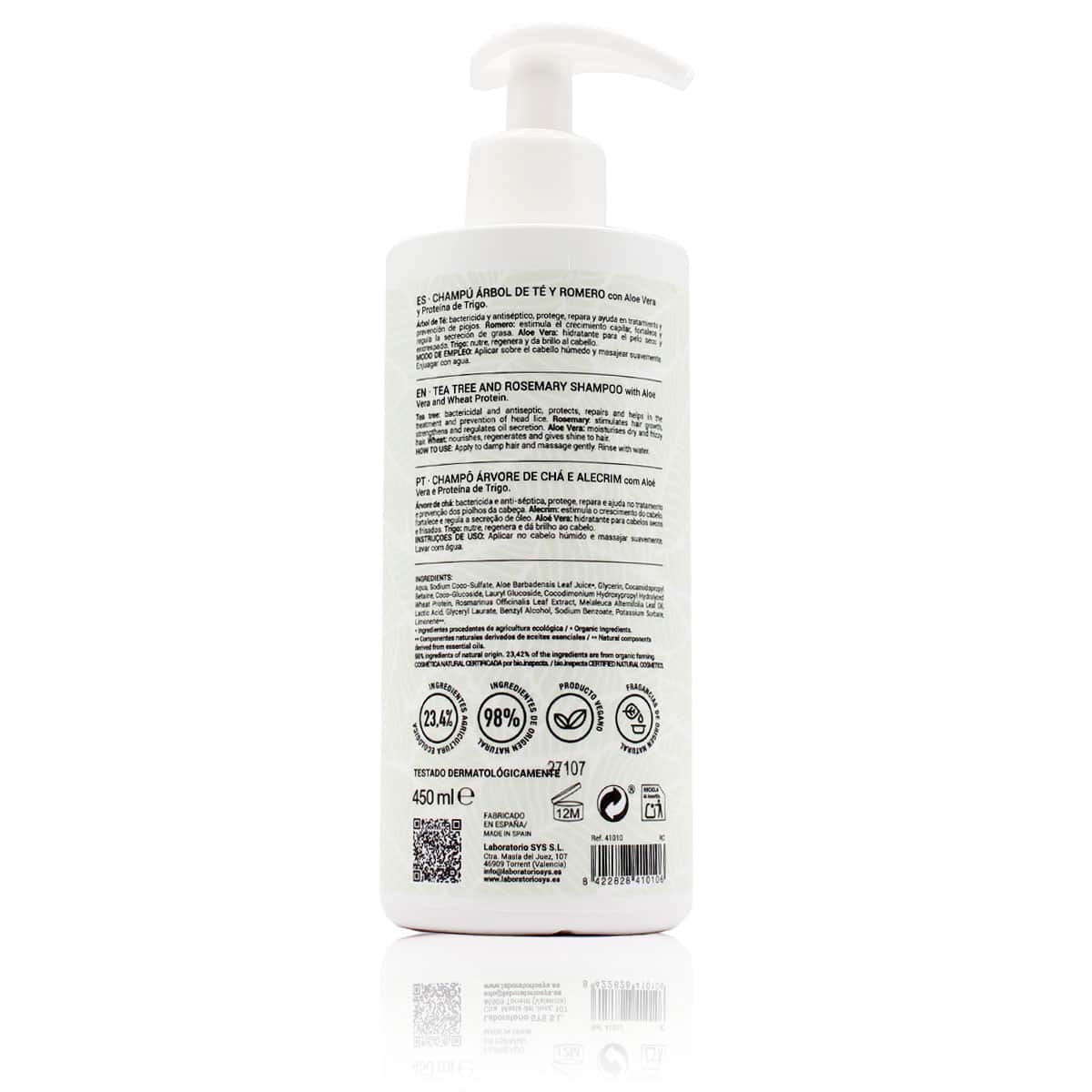 Versterkende Shampoo Tea Tree en Rozemarijn 450ml - Labnatur Bio Labnatur Nederland