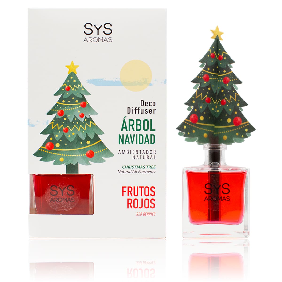 SYS Aromas Geurdiffuser Kerstboom Rode Vruchten 90ml – Feestelijke Geur & Sfeer
