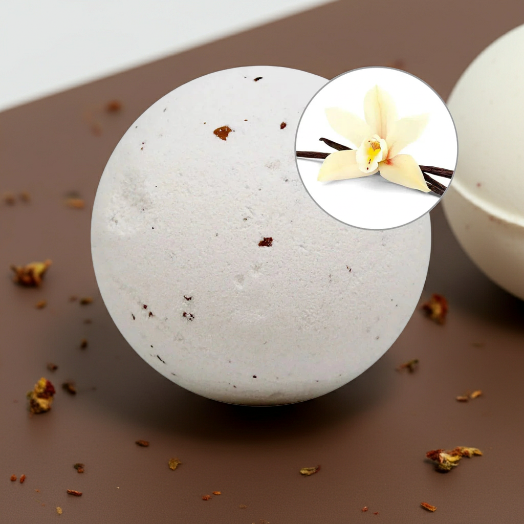 Bruisbal voor in Bad Vanille 140 g – 100% Natuurlijk & Vegan | Ontspannende Badbruisbal | SYS Aromas