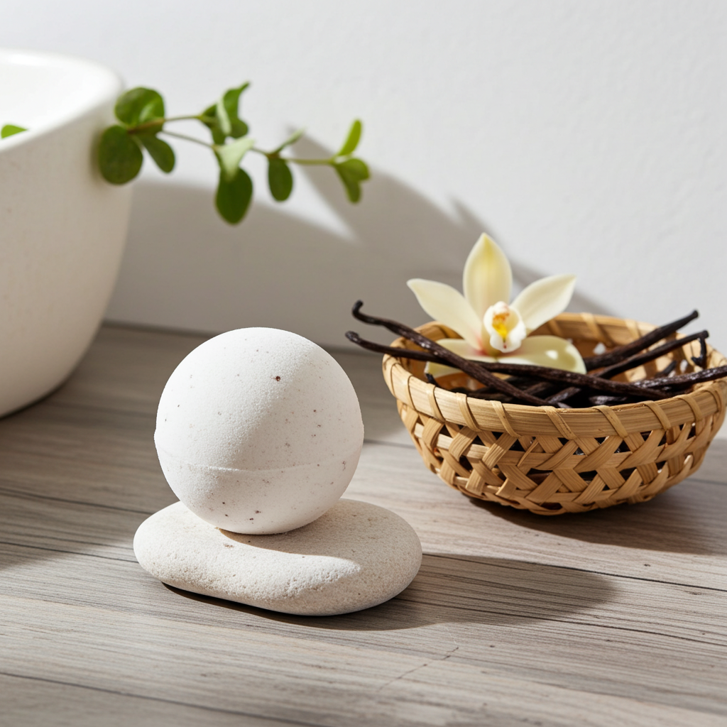 Bruisbal voor in Bad Vanille 140 g – 100% Natuurlijk & Vegan | Ontspannende Badbruisbal | SYS Aromas