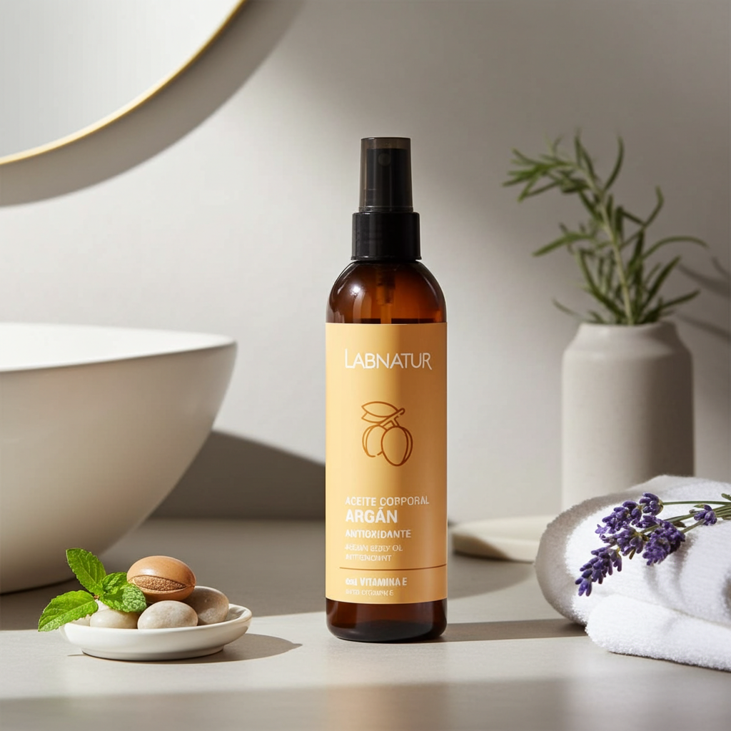 Bodyolie Argan 200ml – Labnatur – Natuurlijke Lichaamsolie met Arganolie & Vitamine E – Hydrateert