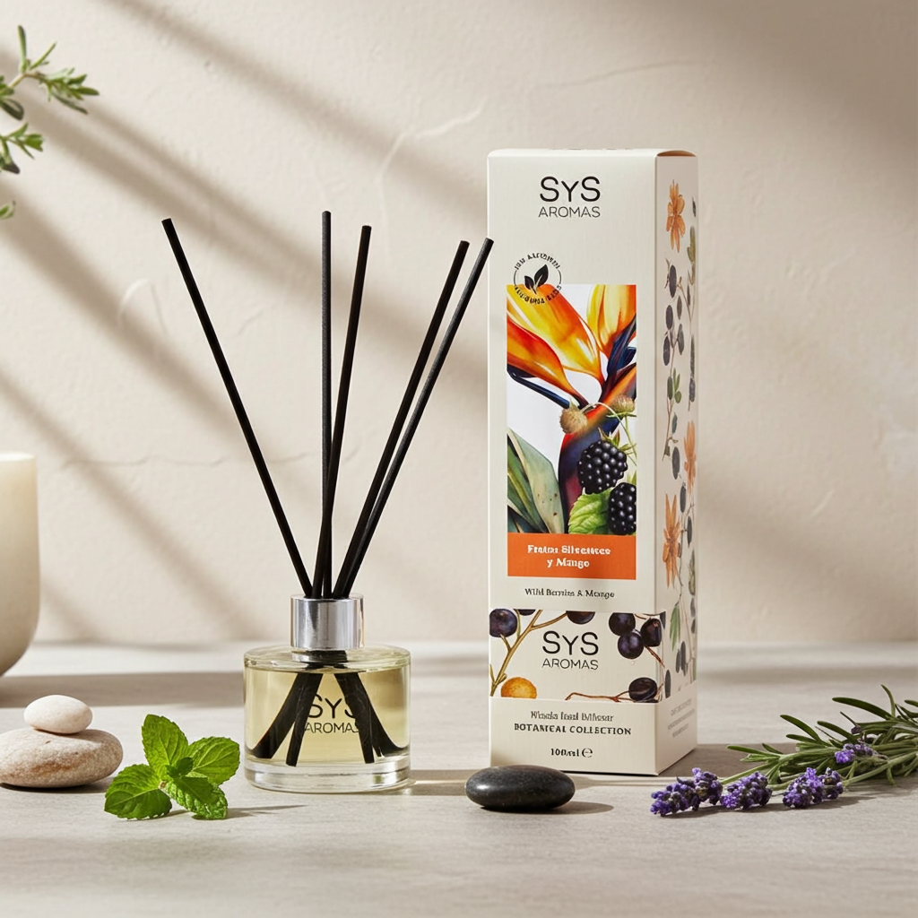Geurstokjes Wilde Vruchten & Mango 100 ml – Luxe Natuurlijke Luchtverfrisser | Botanical SYS Aromas