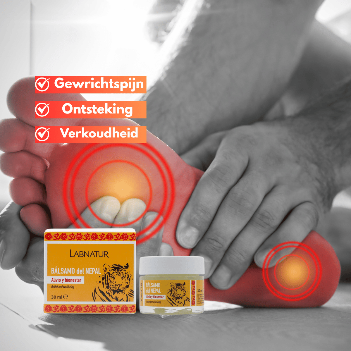 Tijgerbalsem / Tiger balm Rood Nepal 30 ml tegen pijn, gewrichtspijn, verlichting van gewrichtspijn voor taille/arm/achterhand, gewrichtspieren, pijn schouders, kalmerend - Labnatur Nederland