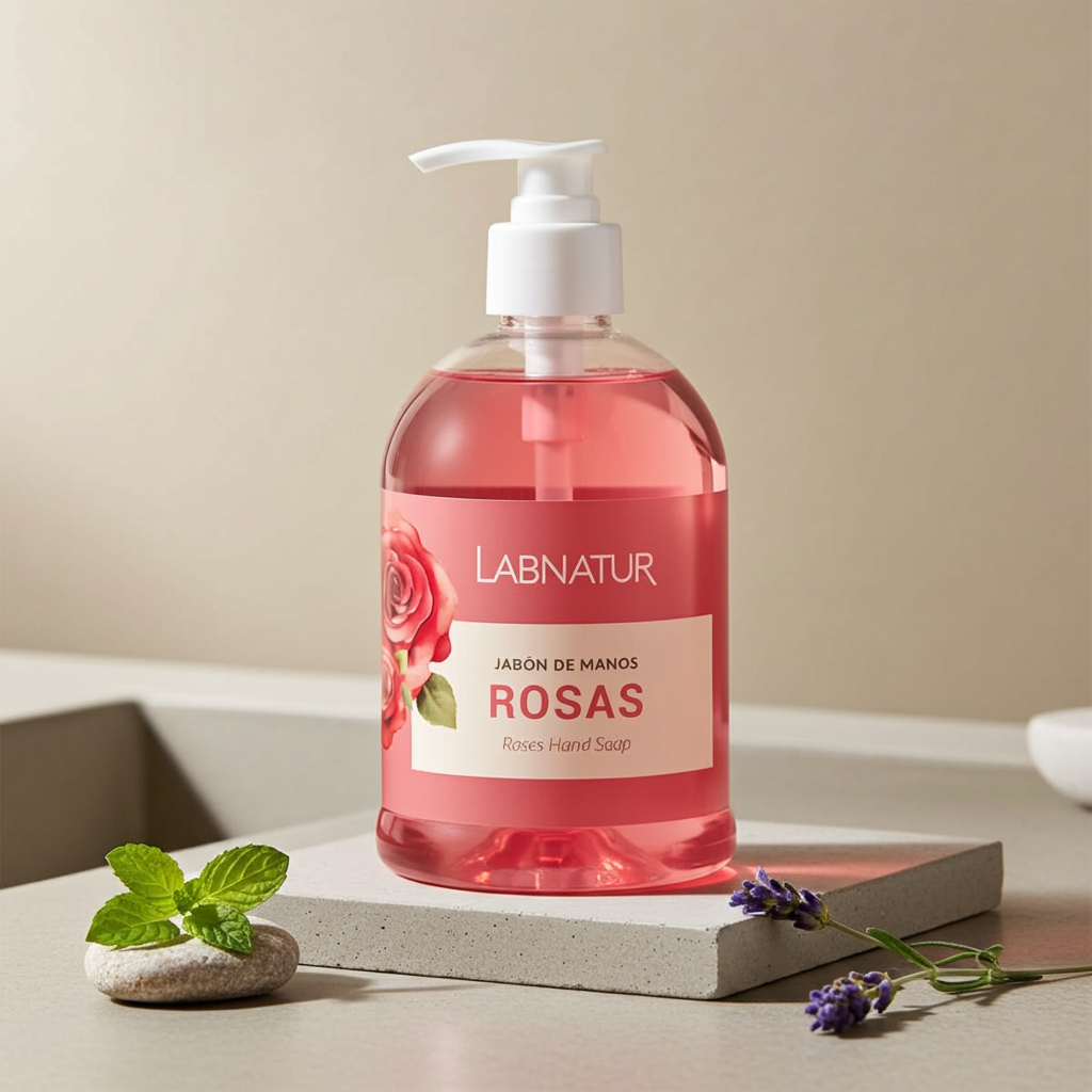 Handzeep Rozen 500 ml – 100% Natuurlijk & Vegan | Hydraterende Vloeibare Handzeep | Labnatur