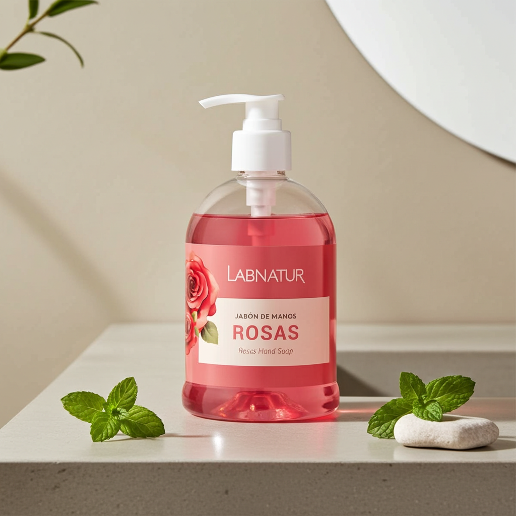 Handzeep Rozen 500 ml – 100% Natuurlijk & Vegan | Hydraterende Vloeibare Handzeep | Labnatur