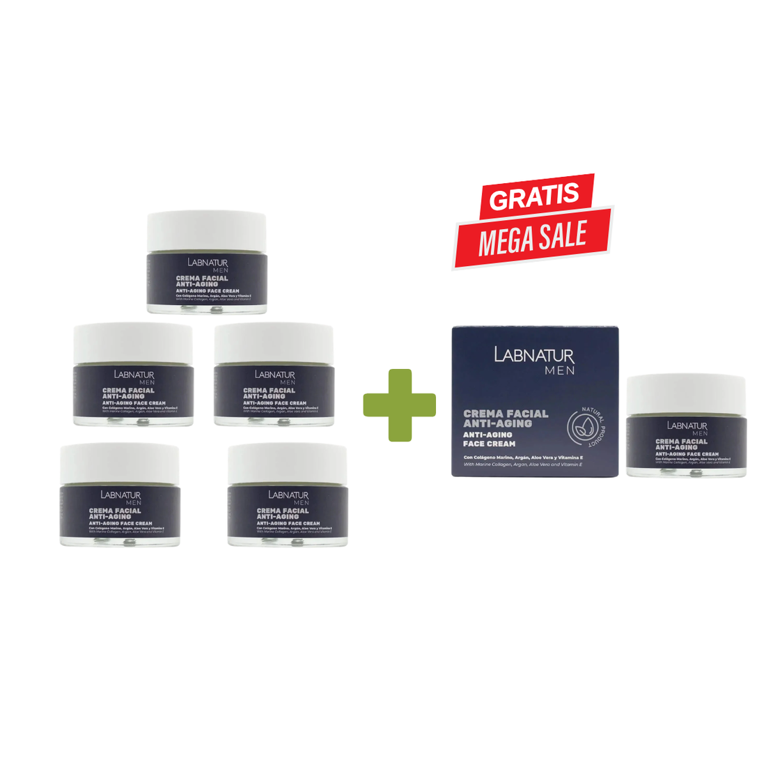 Gezichtscrème Anti-Aging Mannen 50ml 4 2 Gratis Voordeelbundel Hydraterende Anti-Rimpel Crème | Labnatur