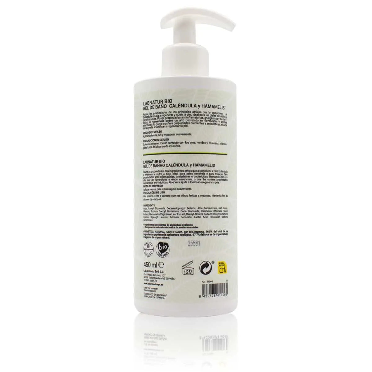 Calendula en Toverhazelaar Douchegel 450ml Labnatur Bio Cosmetica
