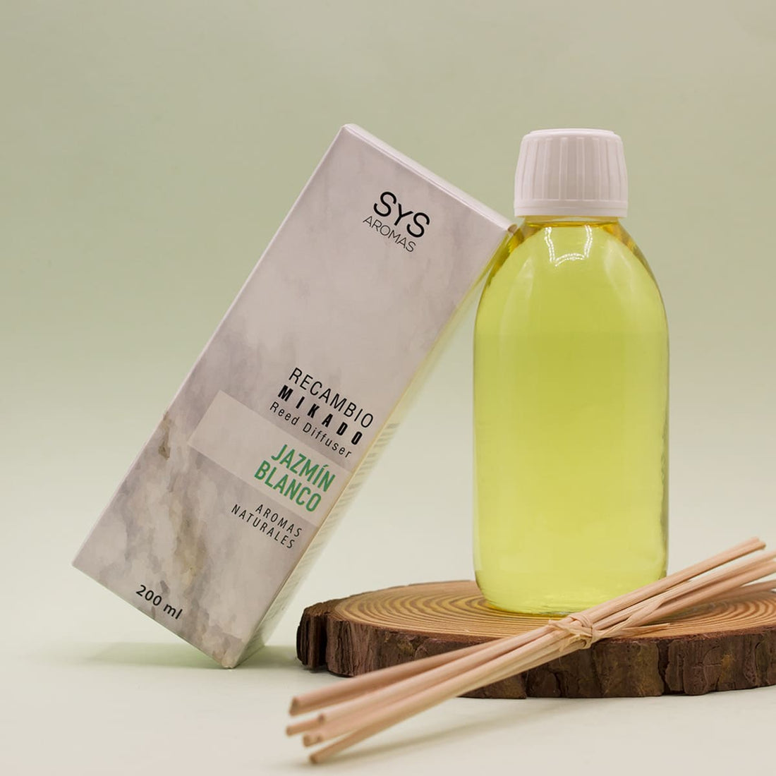 Geurstokjes Witte jasmijn Navulling luchtverfrisser huisparfum 200ml SYS Labnatur Nederland