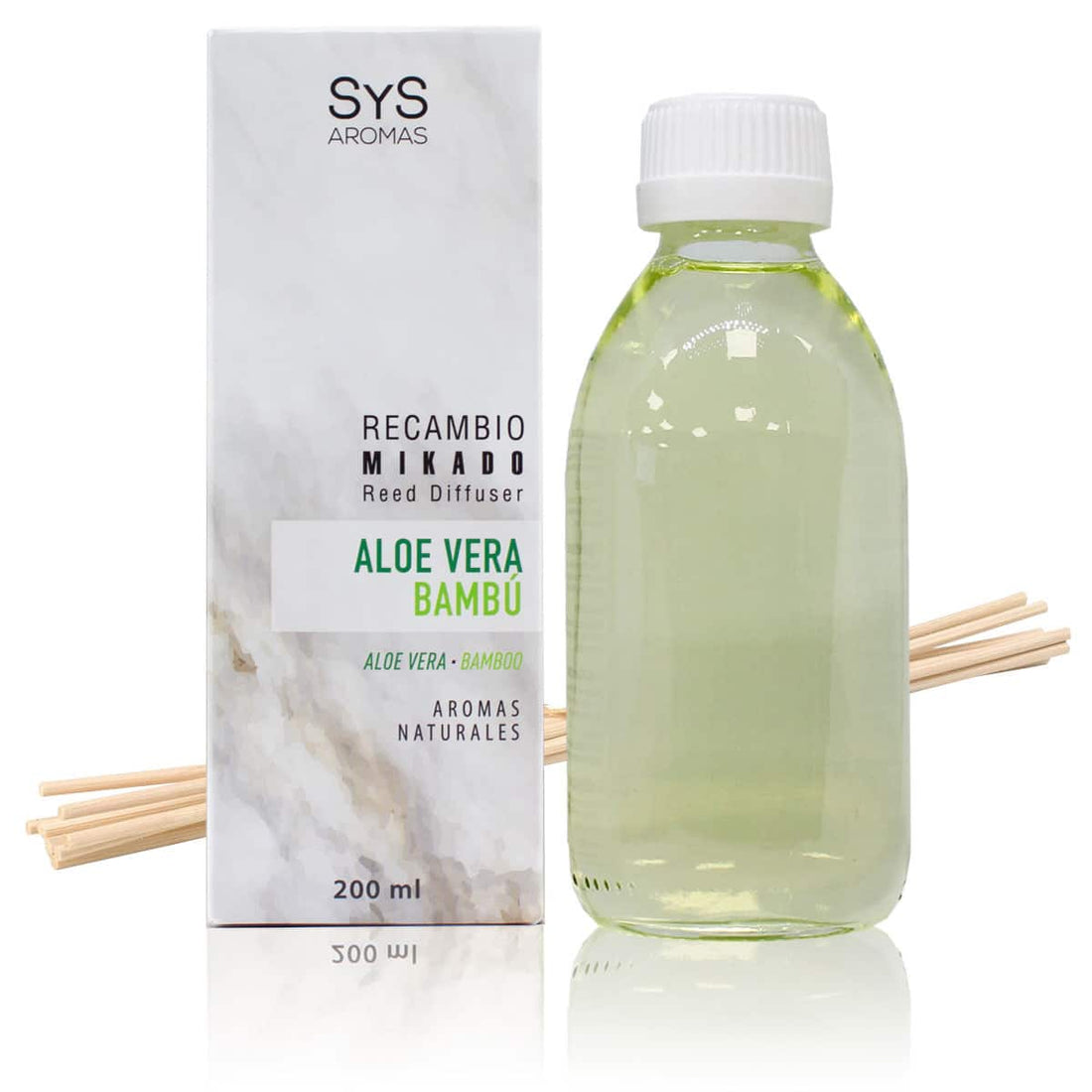Geurstokjes – Aloe Vera Navulling luchtverfrisser huisparfum 200ml SYS - Labnatur Nederland