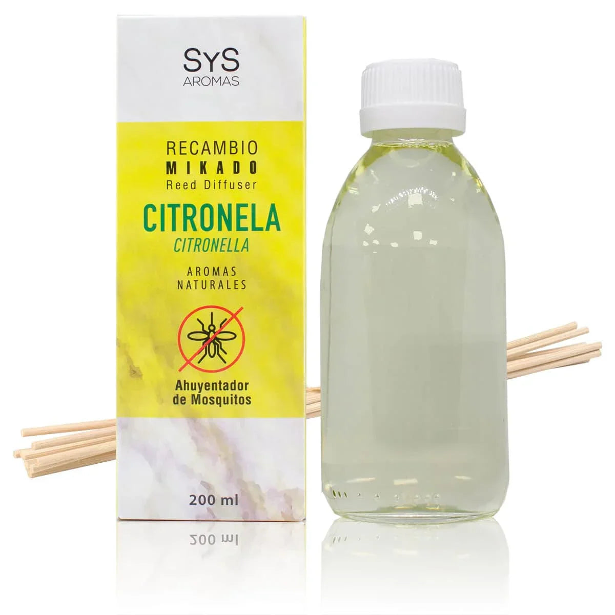 Geurstokjes Citronella Navulling luchtverfrisser huisparfum 200ml SYS - Labnatur Nederland