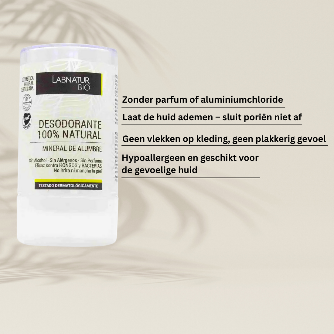 Natuurlijke aluin deodorant stick – 100% natuurlijk &amp; hypoallergeen 120gr Labnatur Nederland