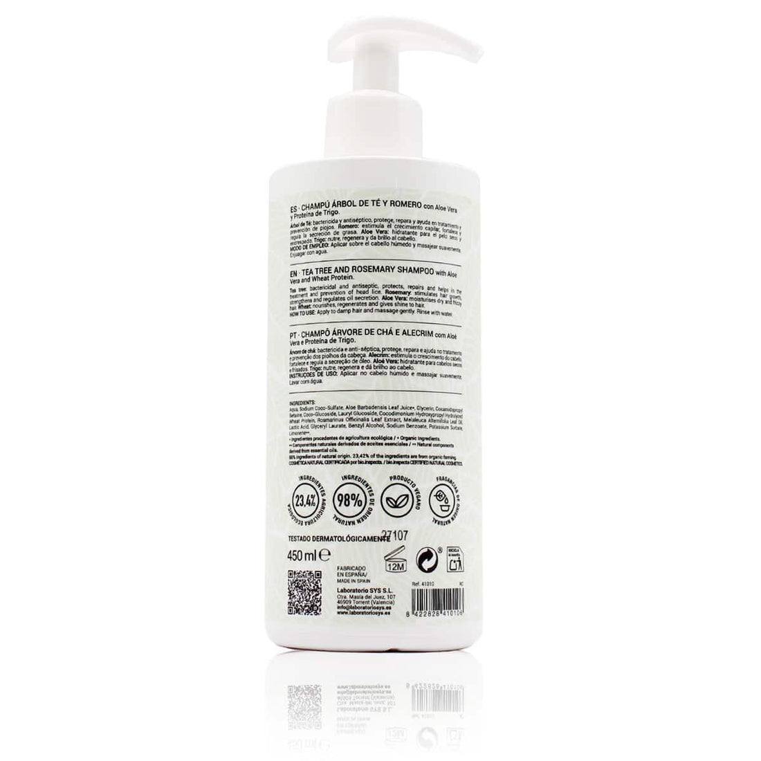 Versterkende Shampoo Tea Tree en Rozemarijn 450ml - Labnatur Bio Labnatur Nederland