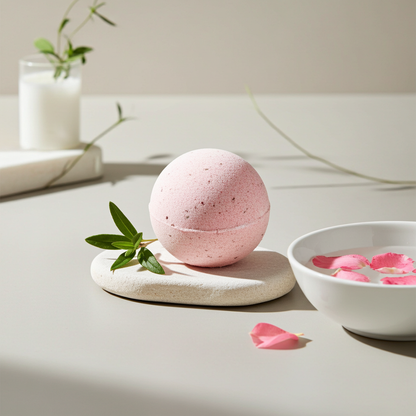 Bruisbal voor in Bad Rozen 140 g – 100% Natuurlijk &amp; Vegan | Ontspannende Badbruisbal | SYS Aromas