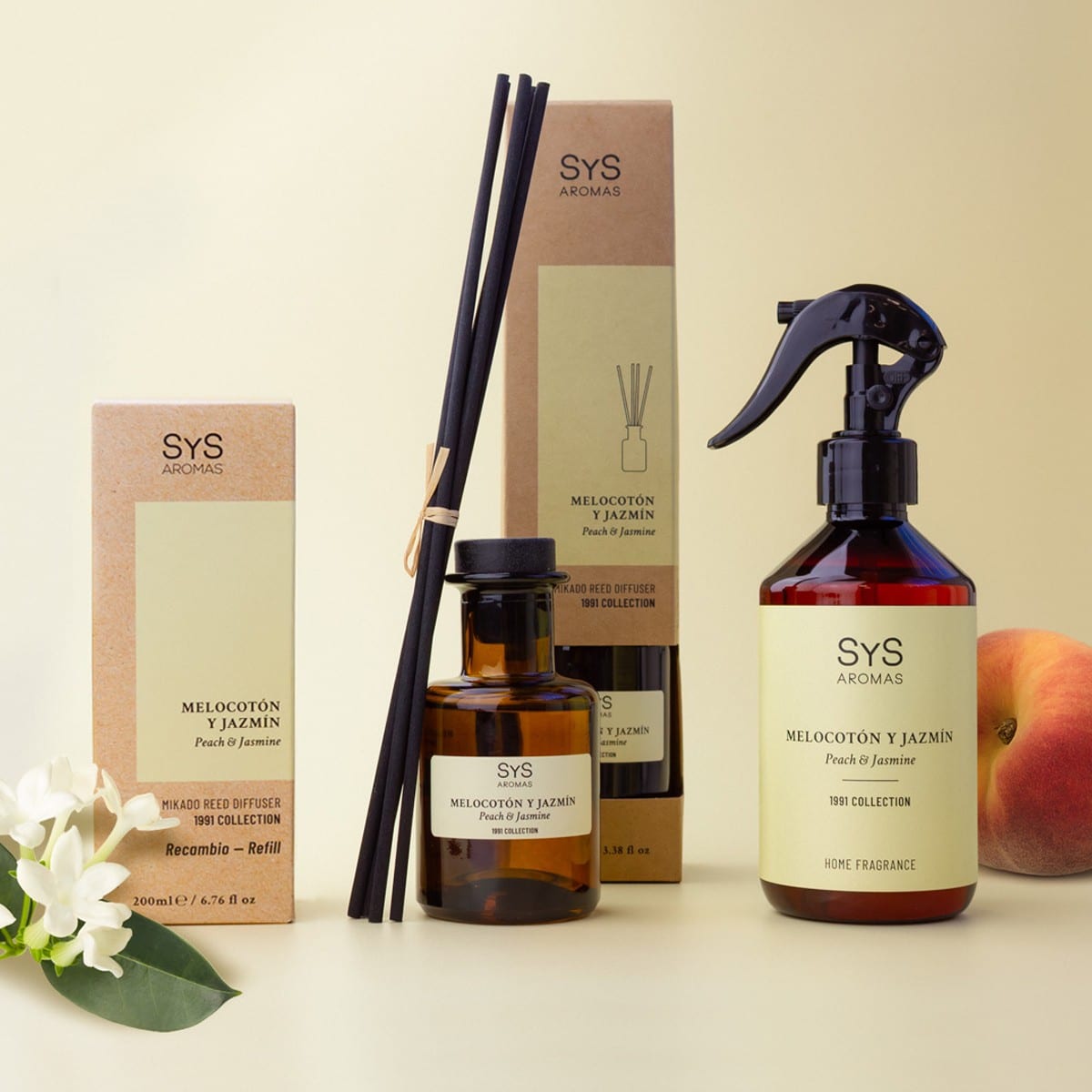 SYS Aromas Spray Perzik &amp; Jasmijn 300ml – Zoete &amp; Bloemige Geur | Collectie 1991